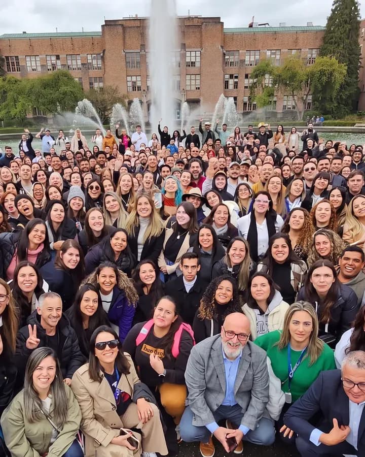 International students gathered at a partner university campus